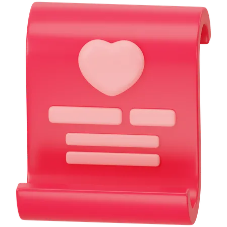 Document With Heart 3 D Icon Rendering 3D Icon