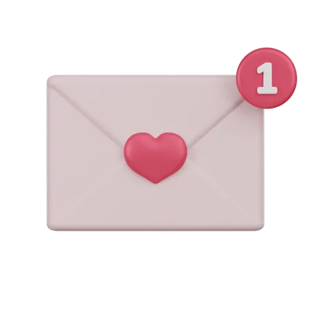 3 D Illustration Of A Pink Envelope With A Heart Seal And Notification Symbolizing A Love Message Or Romantic Email 3D Icon
