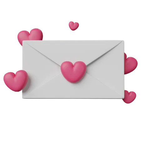 A Letter With Love For Valentines Day Gift Paper Postcard Icon Minimalistic Clay Style Isolated 3 D Render On Transparent Background 3D Icon