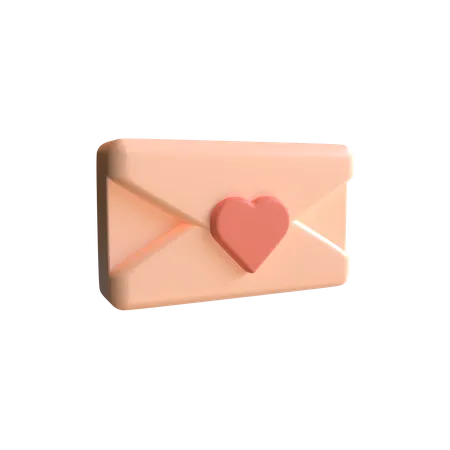 3 D Render Envelope With Small Seal Heart Shaped 3D Illustration