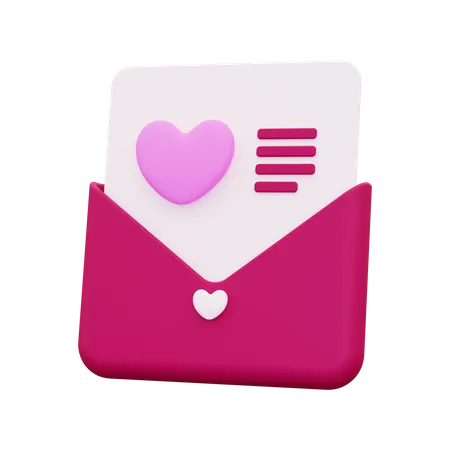 3 D Love Letter Icon 3D Icon