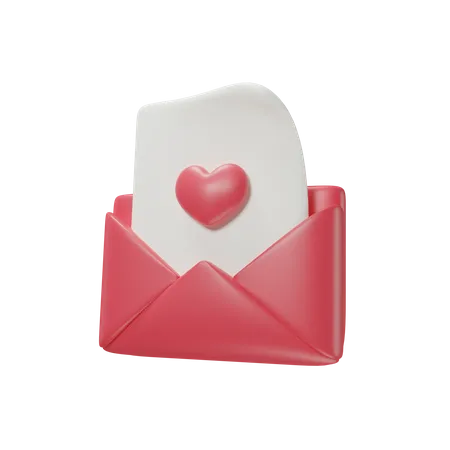 Love Letter Icon 3 D Render Illustration For Valentines Day 3D Icon