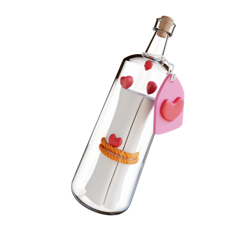 Love Letter In A Bottle  3D Icon