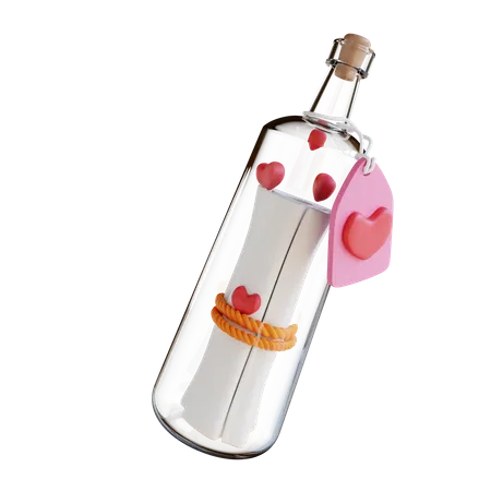 Love Letter In A Bottle  3D Icon