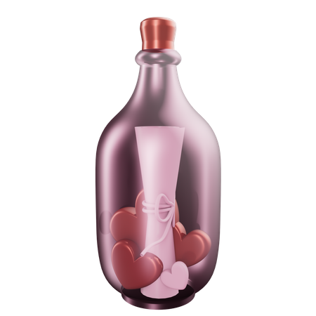 Love Letter In A Bottle  3D Icon