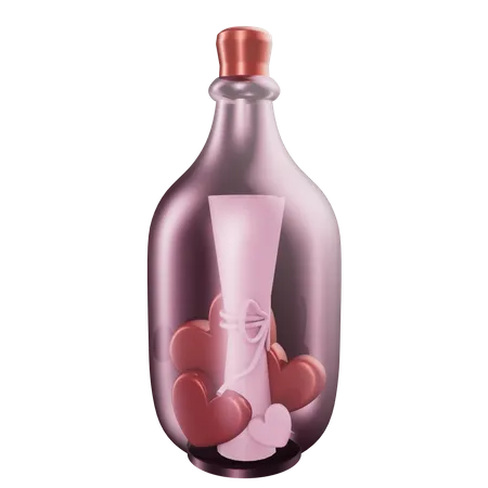 Love Letter In A Bottle  3D Icon