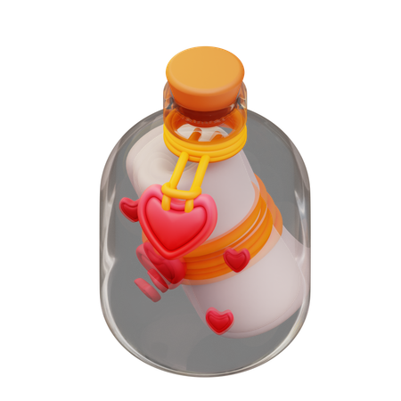 Love Letter In Bottle  3D Icon