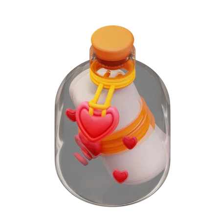 Love Letter In Bottle  3D Icon