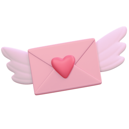 Love Letter With Wing  3D Icon