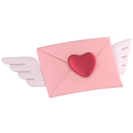 Love Letter With Wings  3D Icon