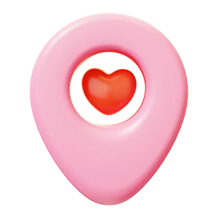 3 D Cute Cartoon Pink Love Location Pin With Little Red Heart GPS Location Symbol Wedding Wedding Invitation Marrying Ceremony Romantic Concept Groom And Bride 3D Icon