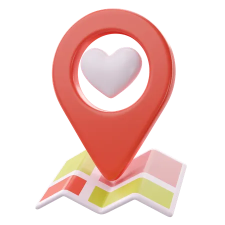 3 D Illustration Of Valentines Love Location Icon 3D Icon