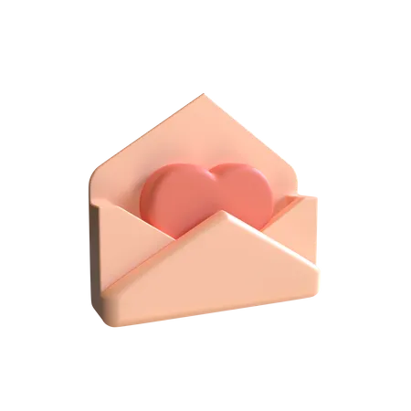 3 D Render Sweet Heart Symbol In Envelope Isolated With Soft Pastel Color 3D Illustration