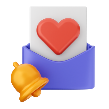 Love Mail Notification Bell  3D Icon