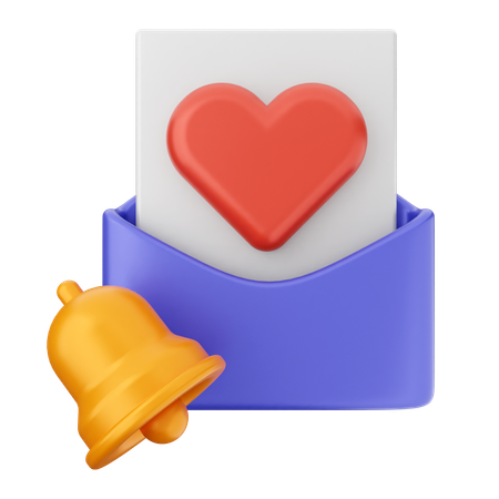 Love Mail Notification Bell  3D Icon