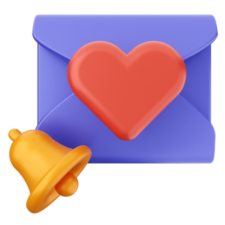 Love Mail Notification Bell  3D Icon