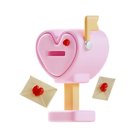 3 D Render Valentines Day Love Mailbox 3D Icon