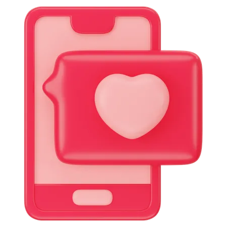 3 D Love Chatting On Smartphone Valentine 3 D Icon Rendering 3D Icon