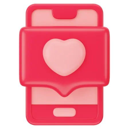 Love Chatting On Smartphone Valentine 3 D Icon Rendering 3D Icon