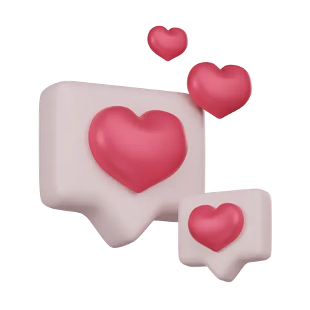 3 D Illustration Of Chat Bubbles With Heart Icons Representing Love Messages And Romantic Communication 3D Icon