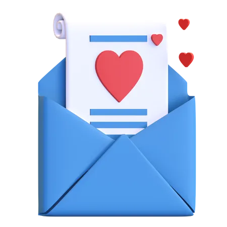 Valentine Day Mail Icon With Document Heart Love Symbol 3 D Render Illustration 3D Illustration