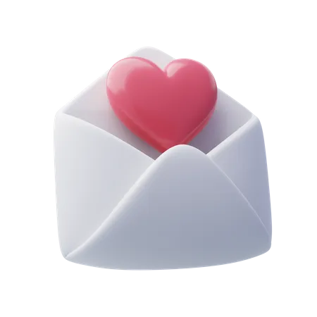 3 D Open Mail Letter With Heart Anniversary Valentines Day Concept 3D Icon