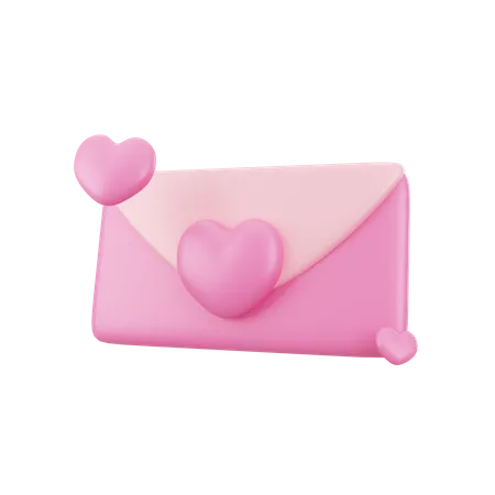 3 D Pink Mail With Love Illustration Icon Object 3D Icon