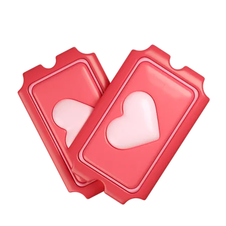Love Movie Tickets Sticker Illustration In 3 D Design 3D Icon