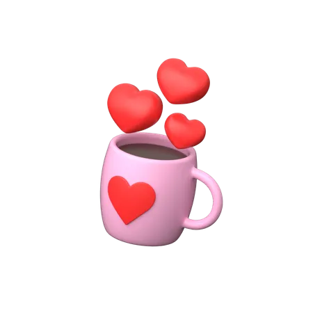 A Ceramic Mug Adorned With Heart Shaped Designs Evoking Warmth And Affection Perfect For Sipping Cozy Beverages With A Loved One 3D Icon