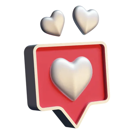 3 D Love Notification Icon 3D Illustration