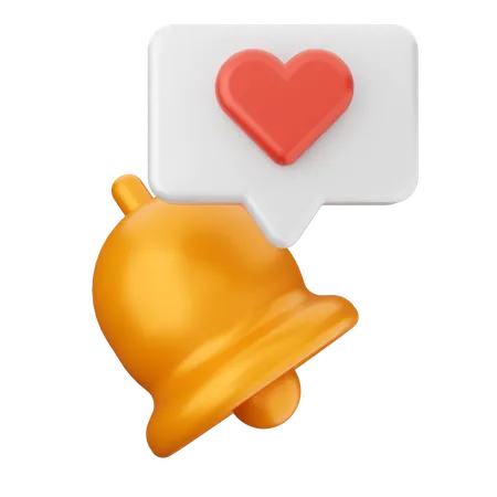 Love Notification Bell  3D Icon