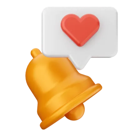 Love Notification Bell  3D Icon