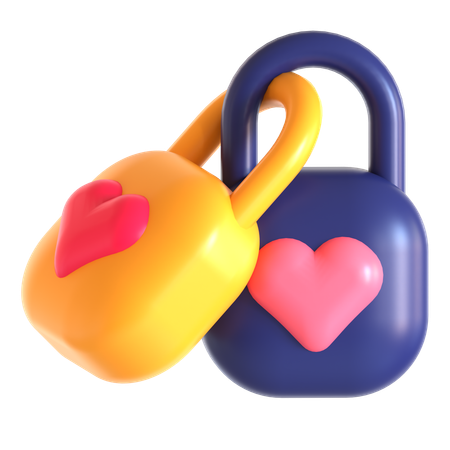 Love Padlock  3D Icon