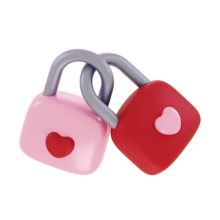 Love Padlock  3D Icon