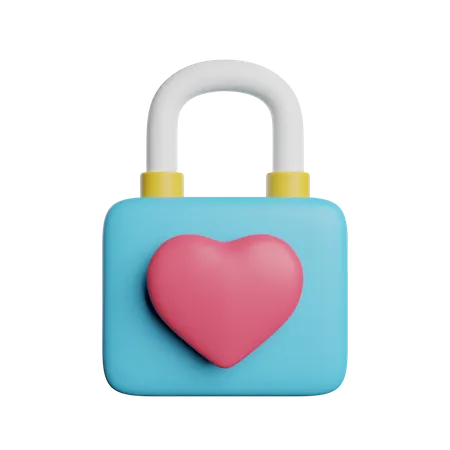 Love Lock Key Safe 3D Icon