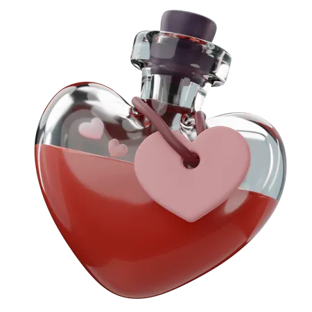 3 D Illustration Of Valentines Heart Love Potion Icon 3D Icon