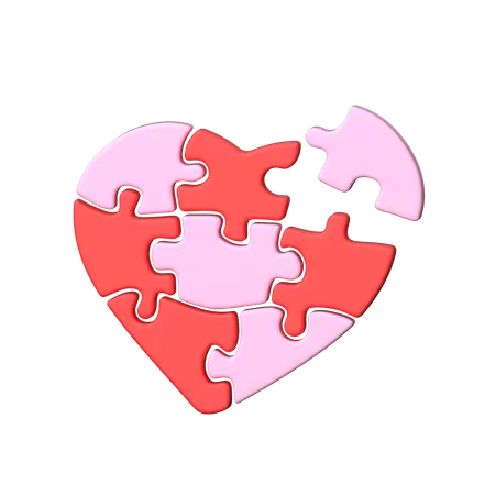 Love Puzzle Intertwining Hearts Merging Souls Navigating Emotions Fitting Together Perfectly A Beautiful Enigma Of Passion And Devotion 3D Icon