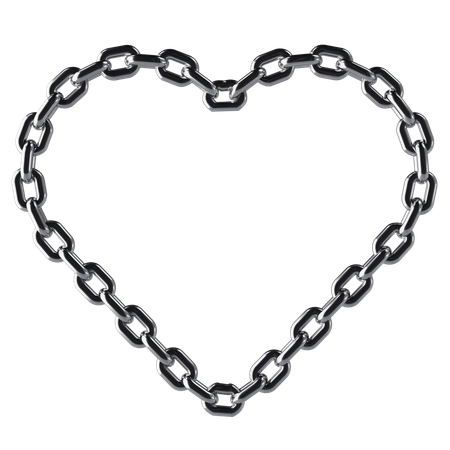 Love Shaped Metallic Chrome Chain  3D Icon