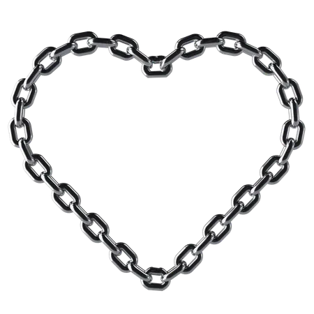 Love Shaped Metallic Chrome Chain  3D Icon