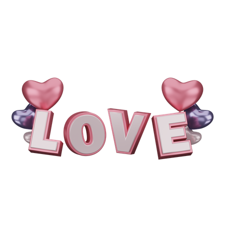 Love Sign with Balloons  3D Icon