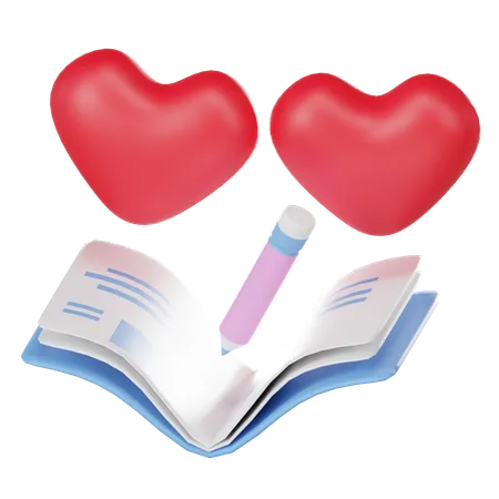 Love Story Book 3 D Icon 3D Icon