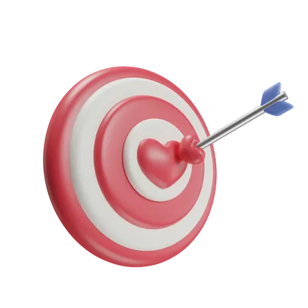 Love Dart On A Heart Board Icon 3 D Render Illustration For Valentines Day 3D Icon