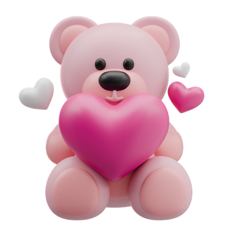 Love Teddy Bear  3D Icon