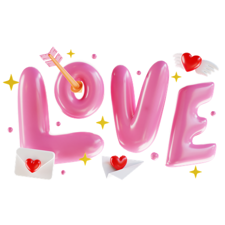 Love Text  3D Icon