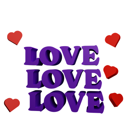 Love Text  3D Sticker