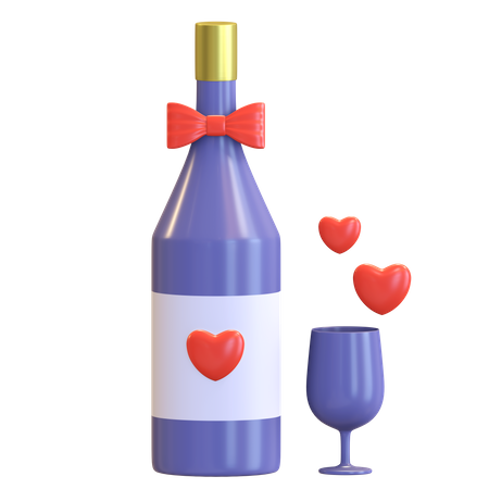 Love Wine  3D Illustration