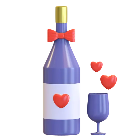 Love Wine  3D Illustration