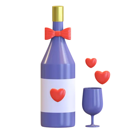 Love Wine 3D Illustration