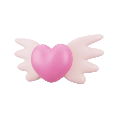 3 D Pink Love With Wings Illustration Icon Object 3D Icon