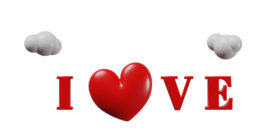 Love Word With Heart  3D Icon